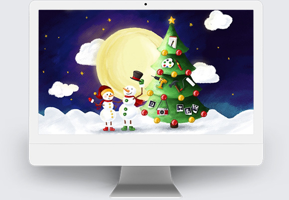 Christmas animated e-card illustration & web design